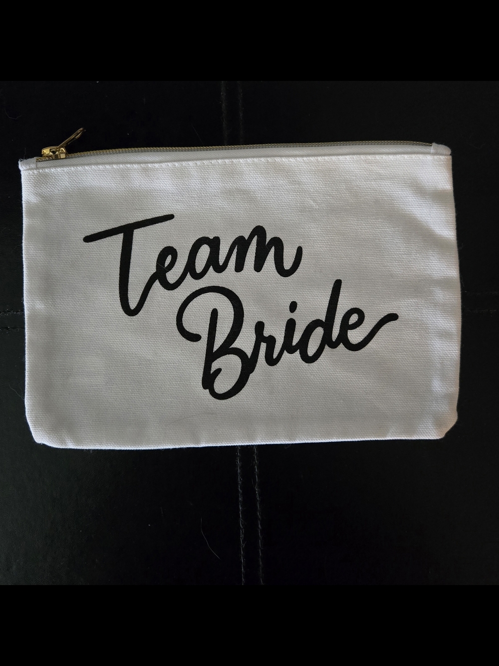 Team Bride White Canvas Zip Pouch